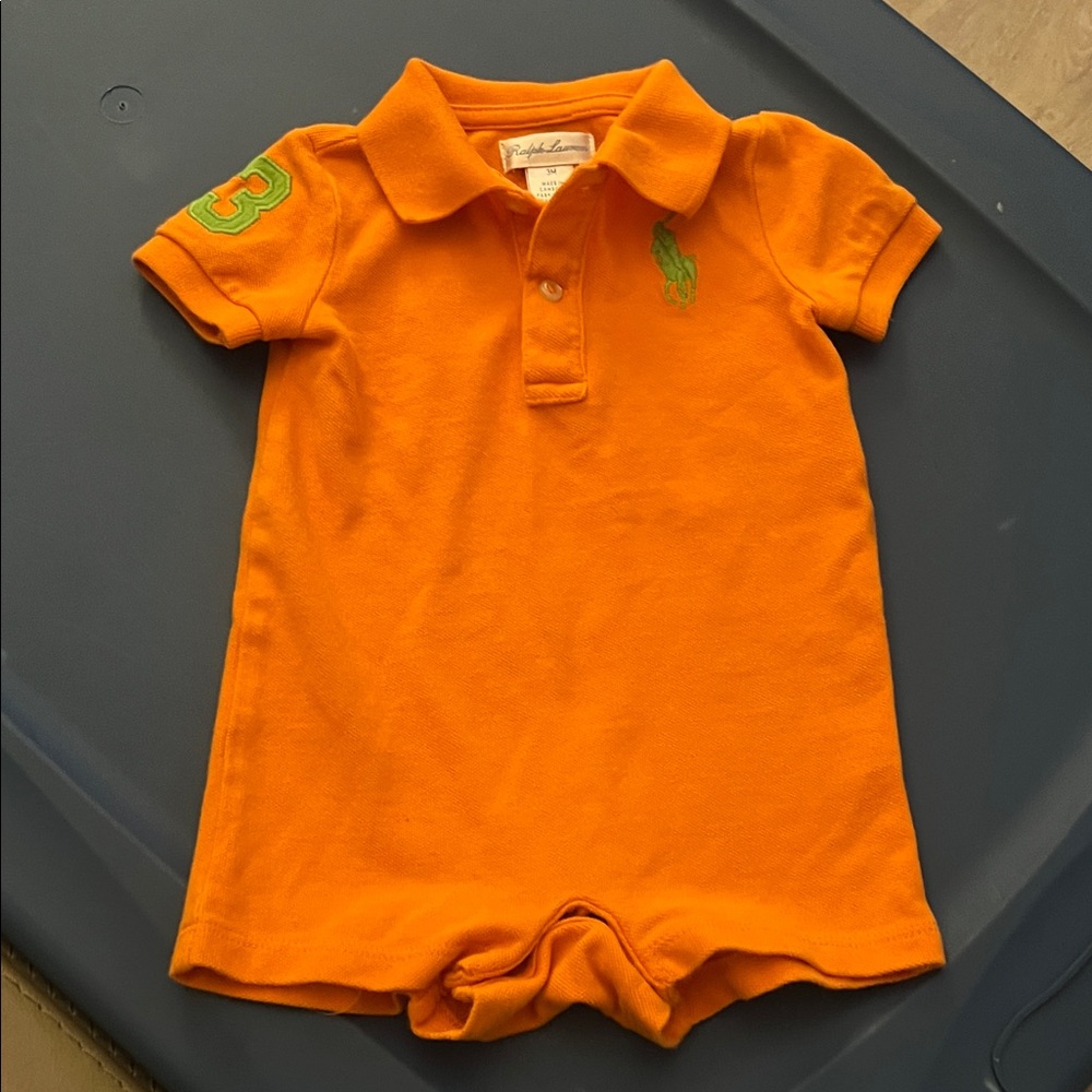 Ralph Lauren Vibrant Orange Baby Romper